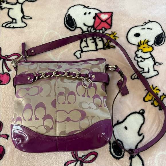 Coach Purple and Tan Crossbody Bag